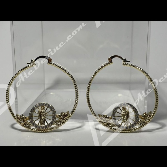San Judas Hoop Earrings (gold plated) - Picture 6 of 7